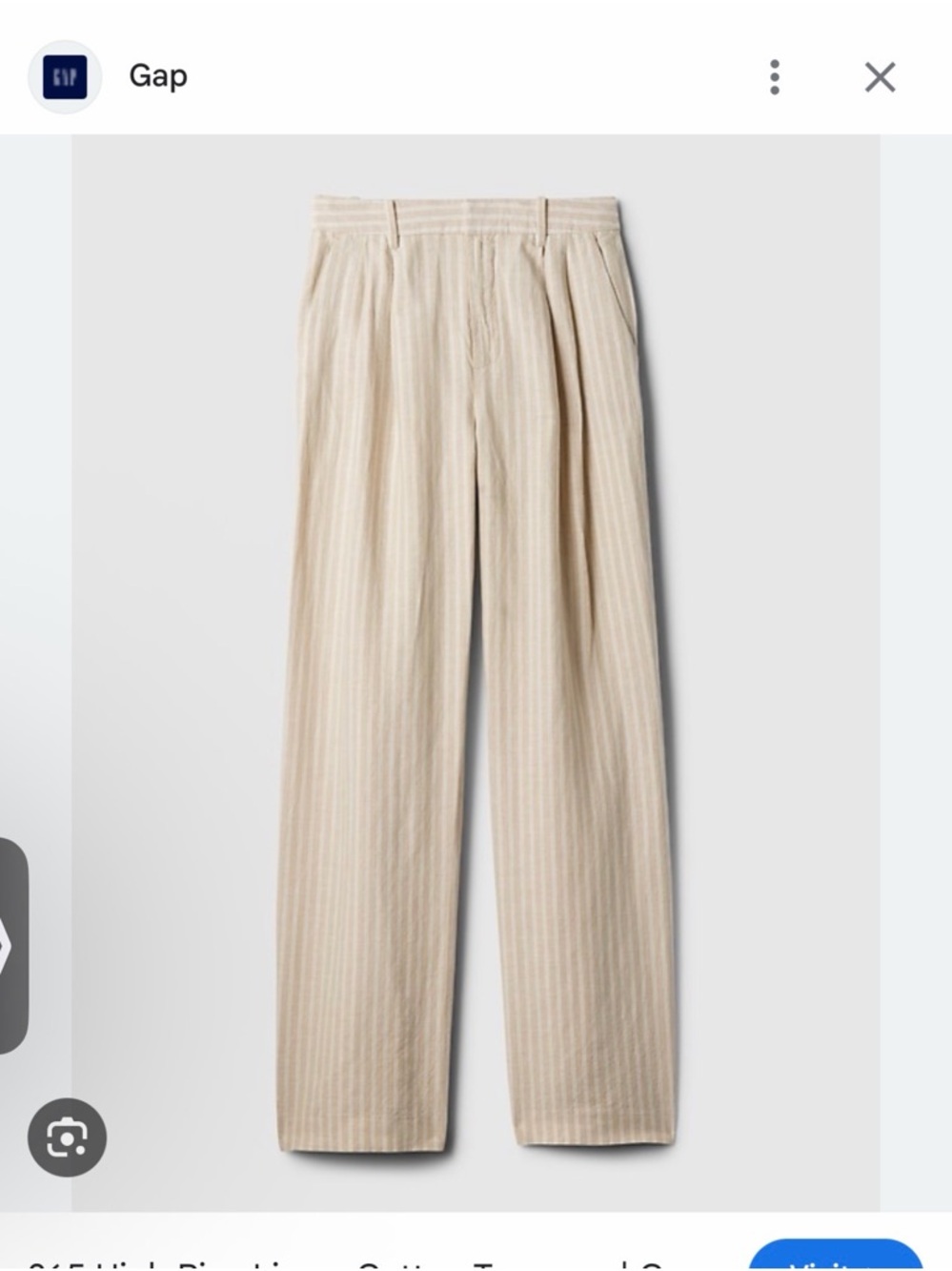 GAP Beige Cream Pinstripe Wide-Leg linen Pants